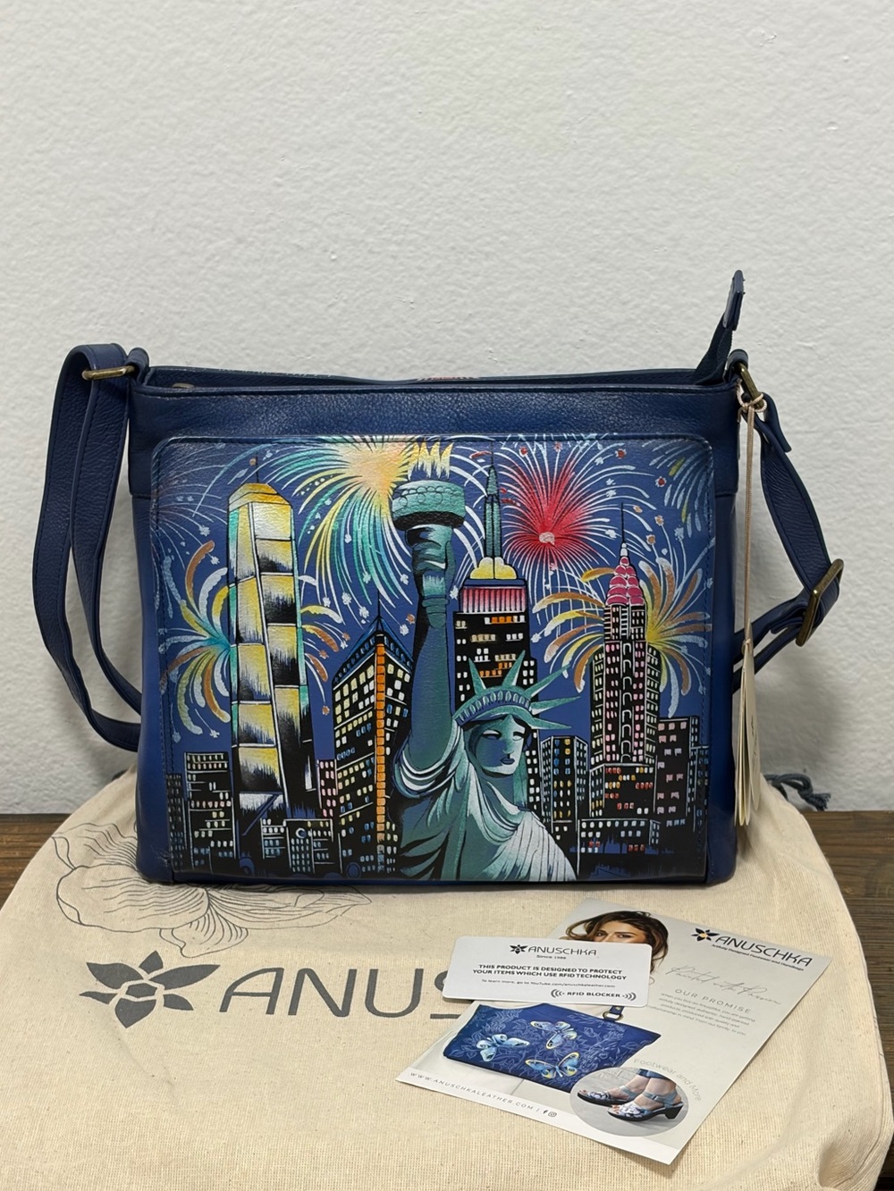 Anuschka “Lady Liberty” Limited Edition Organizer Crossbody Shoulder Bag - NWT